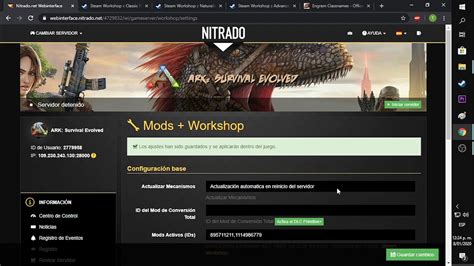 Como Configurar Un Server Ark Nitrado Mods Youtube