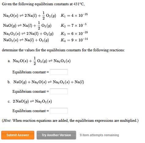 Solved Given The Following Equilibrium Constants At Chegg