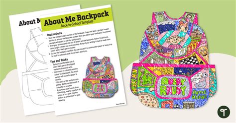 All About Me Backpack Get To Know You Craft Teach Starter