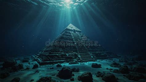 Underwater Pyramid Mystery stock illustration. Illustration of deep ...