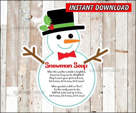 Snowman Soup Printable Tags Free