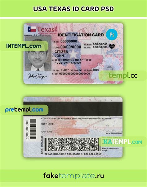 USA Texas state ID card template in PSD format, fully editable (2020 ...