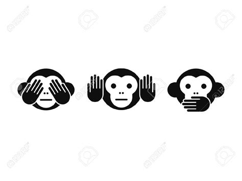 See No Evil Hear No Evil Speak No Evil Monkey Icon Set Simple Modern