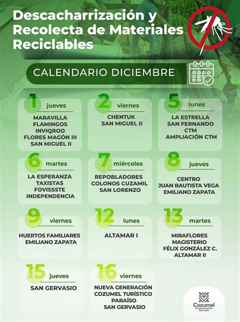 Camar Anuncia Calendario De Descacharrizaci N Para El Mes De Diciembre