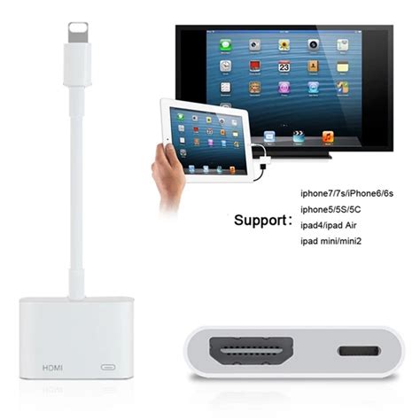 1080P For Ipad Hdmi Adapter For Lightning to AV HDMI/HDTV TV Digital Cable Adapter For Iphone 5 ...