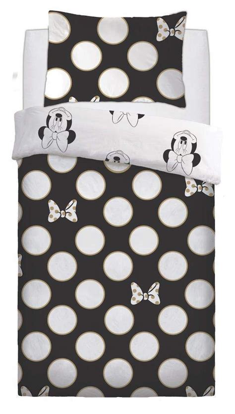 Disney Minnie Mouse Gold Bows Rotary Single Bed Duvet Quilt Cover Set