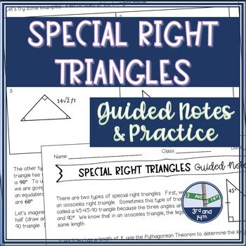 Special Right Triangles Guided Notes And Practice By Rd And Th