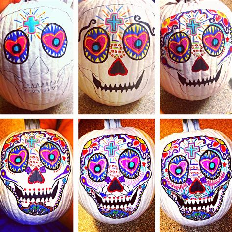 My Painted Pumpkin Progression For Dia De Los Muertos