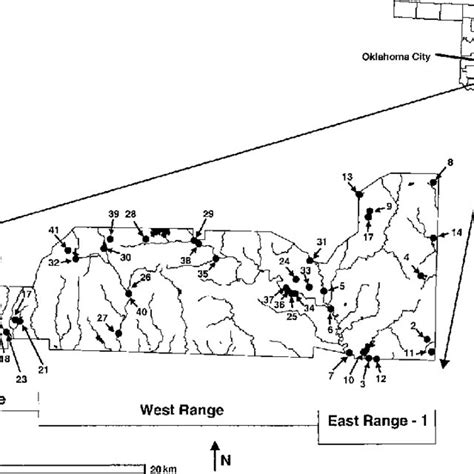 Map showing collection sites, Fort Sill, Oklahoma Counties, and ...