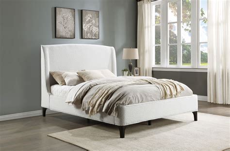 Mosby Upholstered Curved Headboard Queen Platform Bed White