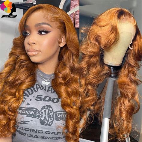 Ginger Blonde Body Wave Lace Frontal Wig Peruvian Transparent Straight