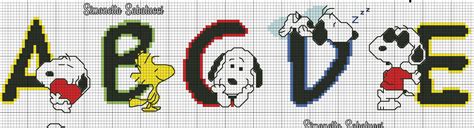 ALFABETO SNOOPY SCHEMA PUNTO CROCE Cross Stitch Letters Pixel Art