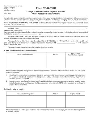 Fillable Online Ct CT 12 717 B Change Of Resident Status Special