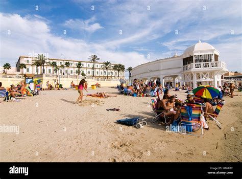 City Beach Playa De La Caleta With Balneario De La Palma In Cadiz