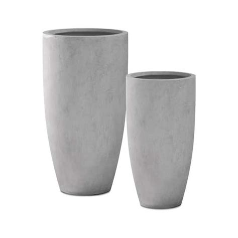 Kante And H Natural Finish Concrete Tall Planters Set Of