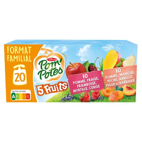 Compotes 5 Fruits Pomme Fraise Framboise Myrtille Cerise Et Mangue