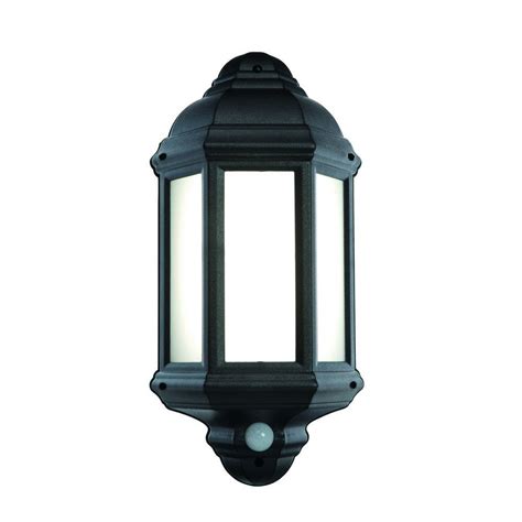 Halbury Black Pir 1lt Ip44 7w Cool White Exterior Lantern Wall Light 54553 Elesi