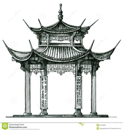 chinese temple drawing - Google Search Architecture Du Japon ...