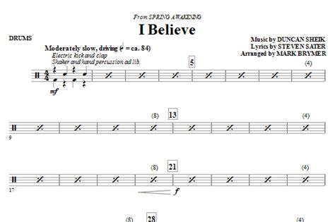 I Believe Drums By Mark Brymer Sheet Music For Choir Instrumental Pak