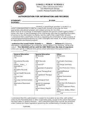 Authorization For Ination And Records Doc Template PdfFiller