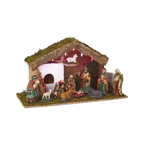 Crèche De Noël Bois Lumineuse 11 Santons 3 Led à Prix Carrefour