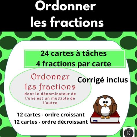 Ordonner les fractions cartes à tâches