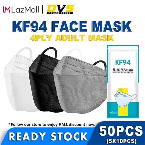 DVS Ready Stock Kf94 Mask 50pcs Adult 4ply Malaysia Original Kf94