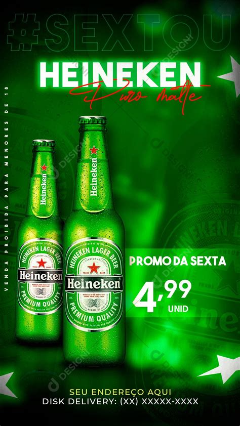 Post Story Distribuidora Sextou Cerveja Heineken Social Media Psd