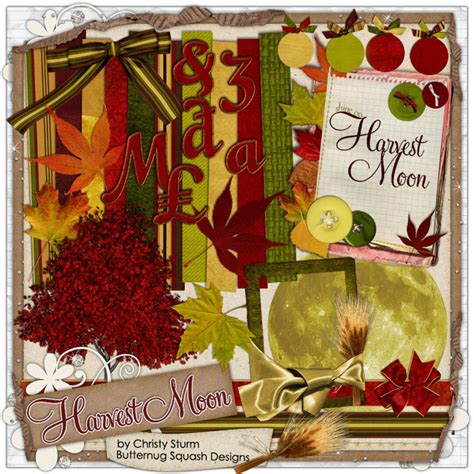 Harvest Moon Fall Autumn Digital Scrapbooking Kit Etsy