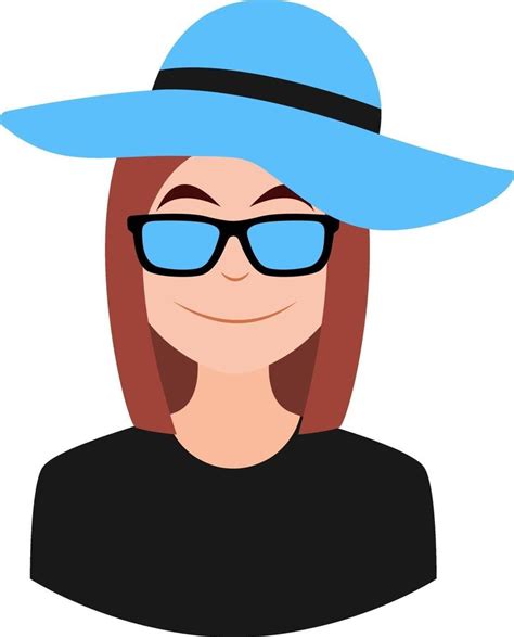 Chica con sombrero azul y gafas de sol ilustración vector sobre fondo