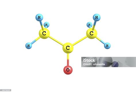 Acetone Molecular Structure Isolated On White Stock Photo - Download Image Now - Acid, Atom ...