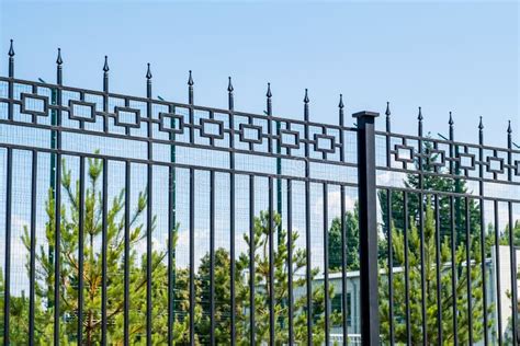 Steel Grating Fence Made with Wire on Blue Sky Background. Sectional ...