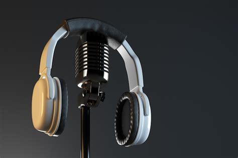 Premium Photo | Headphones and mic record concept