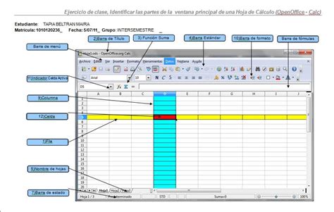 MAiRaTrAbAjOs PARTES DE UNA HOJA DE CALCULO