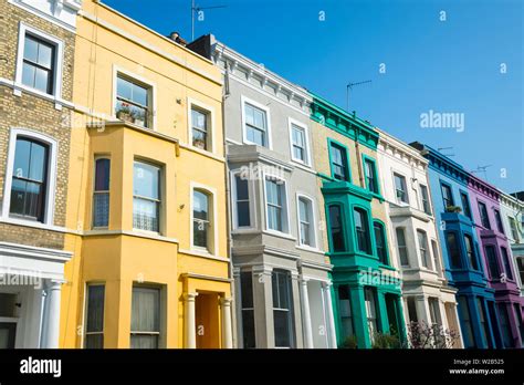 Traditional Colorful Row Houses In The Notting Hill Neighborhood Of