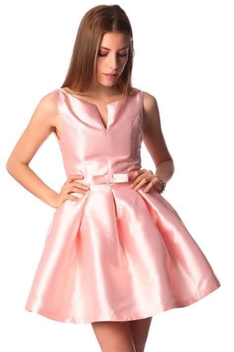 Q2 Pink Bow Waist Skater Dress Dresses Little Pink Dress Pleated