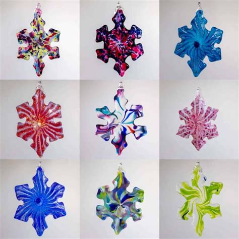 Snowflake Ornaments Handblown Glass Gift Holiday Decor