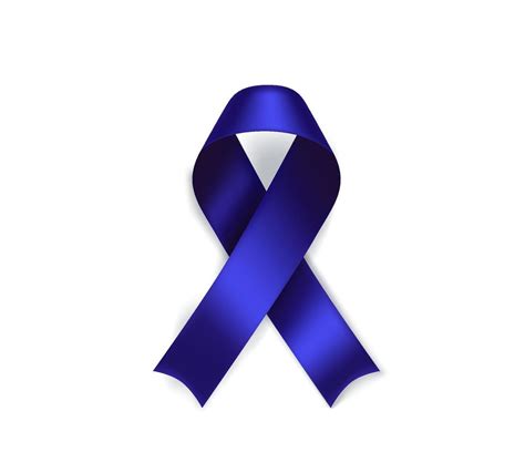 Colon Cancer Awareness Symbol Dark Blue Ribbon Isolated On White