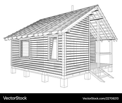 Sketch of small house rendering 3d Royalty Free Vector Image