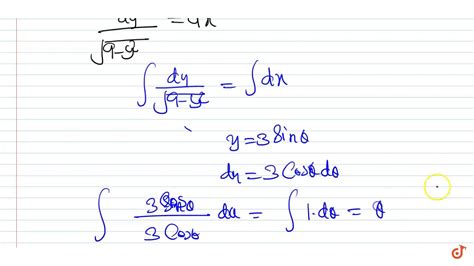 Solve Dy Dx Sqrt 9 Y 2 YouTube