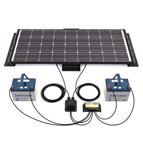 Biard 100W 10 Dual Battery 12V Black Solar Panel Kit With End Side