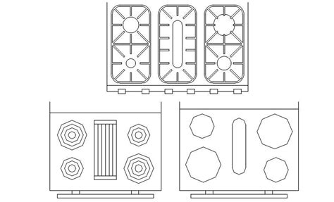 Different Design Of Gas Stove In Autocad 2d Drawing Dwg File Cad File