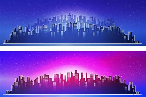 Premium Vector City Skyline At Night Abstract Modern Cityscapevector