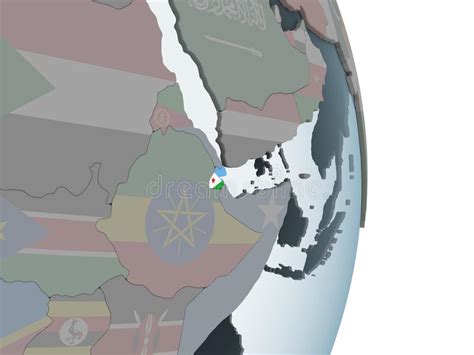 Djibouti Con La Bandera En El Globo Stock De Ilustraci N Ilustraci N