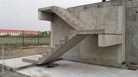 Picture Of Straight Precast Concrete Stairs With Landings Completely