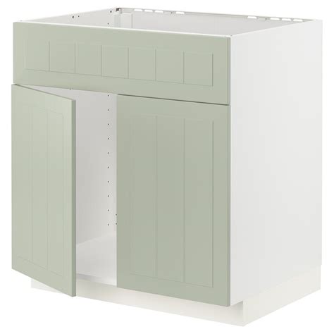 Metod Base Cabinet For Sink With 2 Doorsfront Whitestensund Light Green 80x60 Cm Ikea