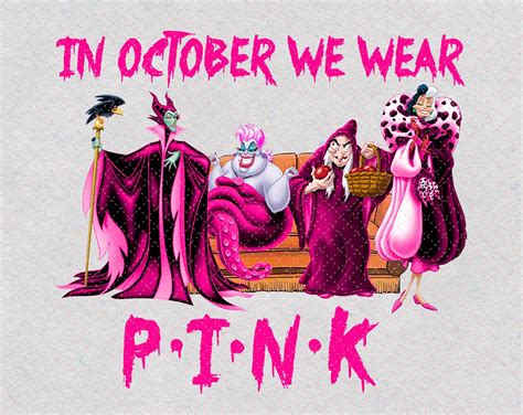 Female Villains In October We Wear Pink Png Horror Breast Etsy