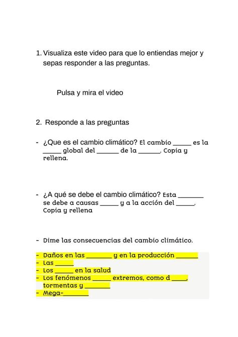 Especie 4 Parte 2 Cambio Climatico Worksheet Live Worksheets