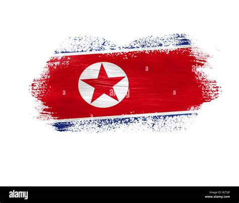 Brush Painted Flag Of North Korea Isolated On White Background Stock