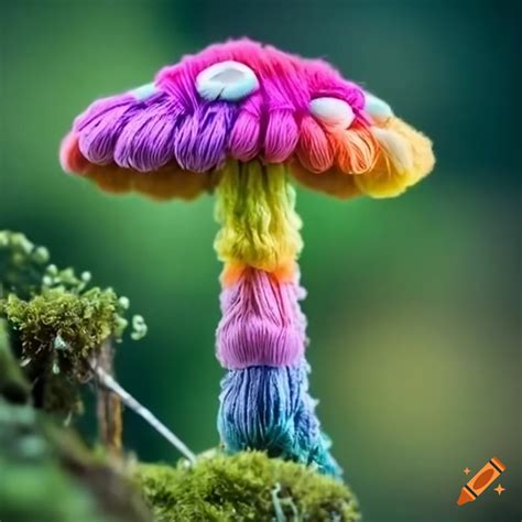 Colorful Floss Mushroom Growing On Moss On Craiyon